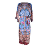Rayon Watermark Printed Beach Cover-up Cardigan Midi Dress